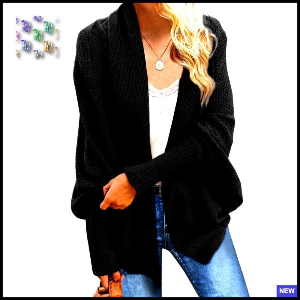 Chunky Cable Knit Batwing Sleeve Oversized Slouchy Wrap Cardigan Sweater